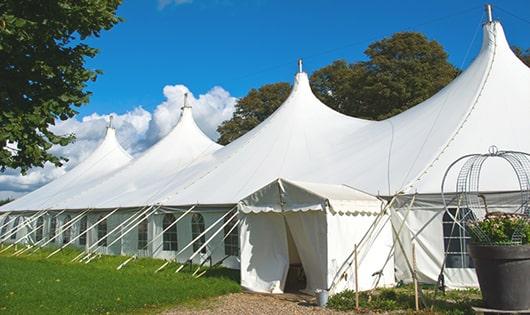 portable restrooms arranged for a special event, providing quick and easy access for attendees in Lathrup Village